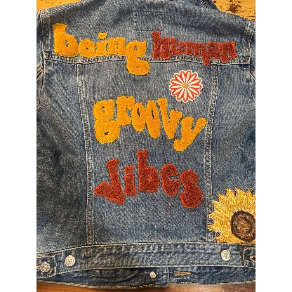 Custom Denim Jacket With Embroidered Back and front size M